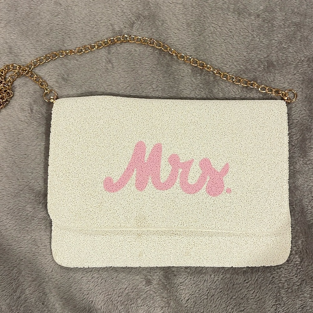 Pink Lily Cream and Pink 'Mrs.' Bag